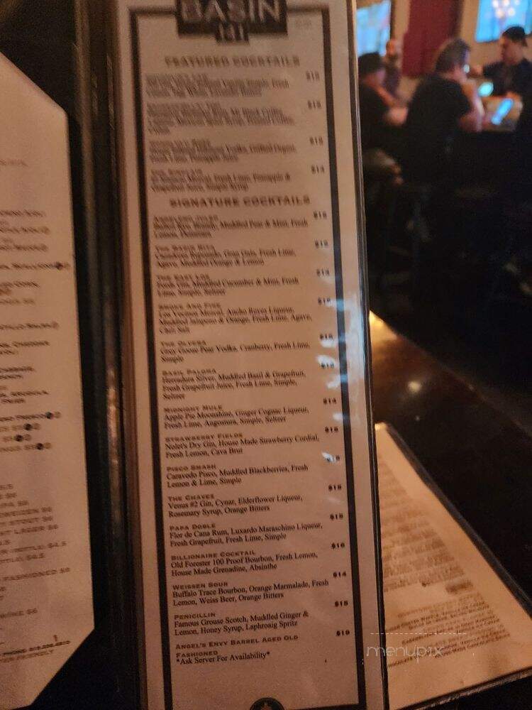 Basin 141 - Glendale, CA menu_pic