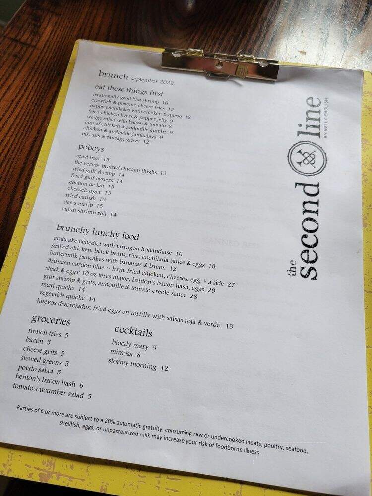 The Second Line - Memphis, TN menu_pic