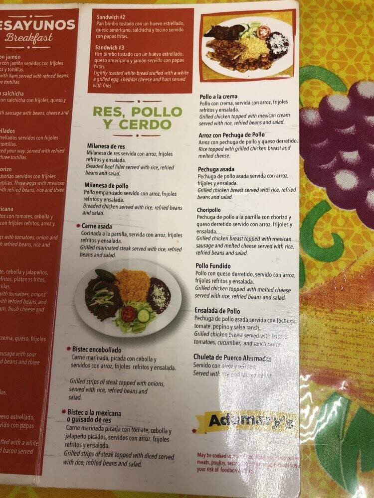 Pupuseria y Restaurante Teresita - Charlotte, NC menu_pic