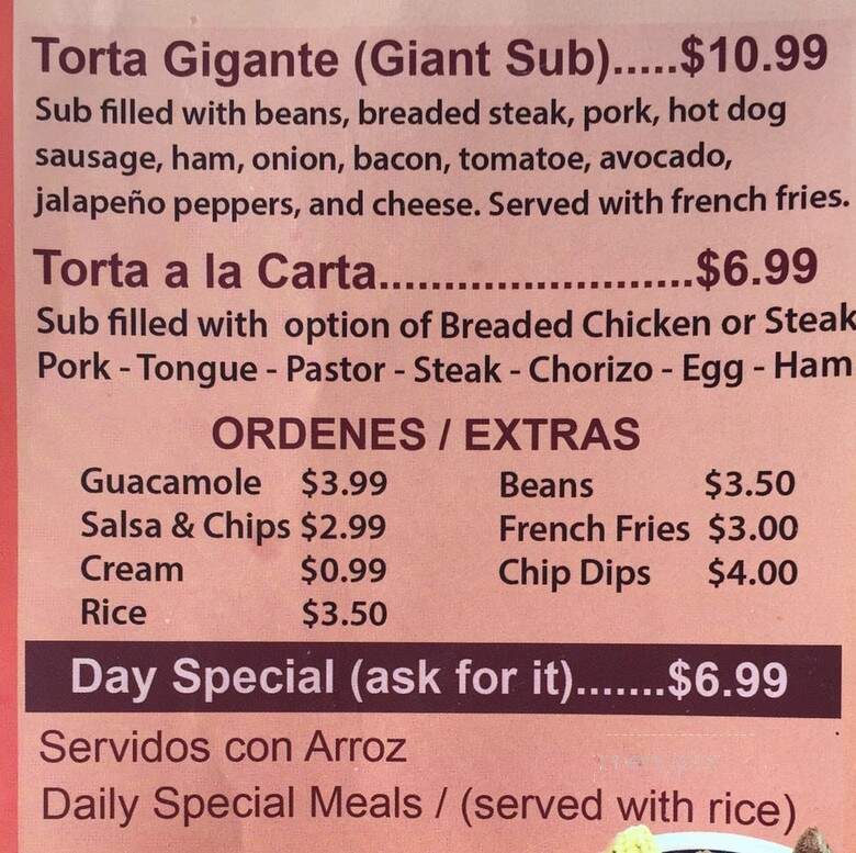 San Miguel Restauran - Greensboro, NC menu_pic