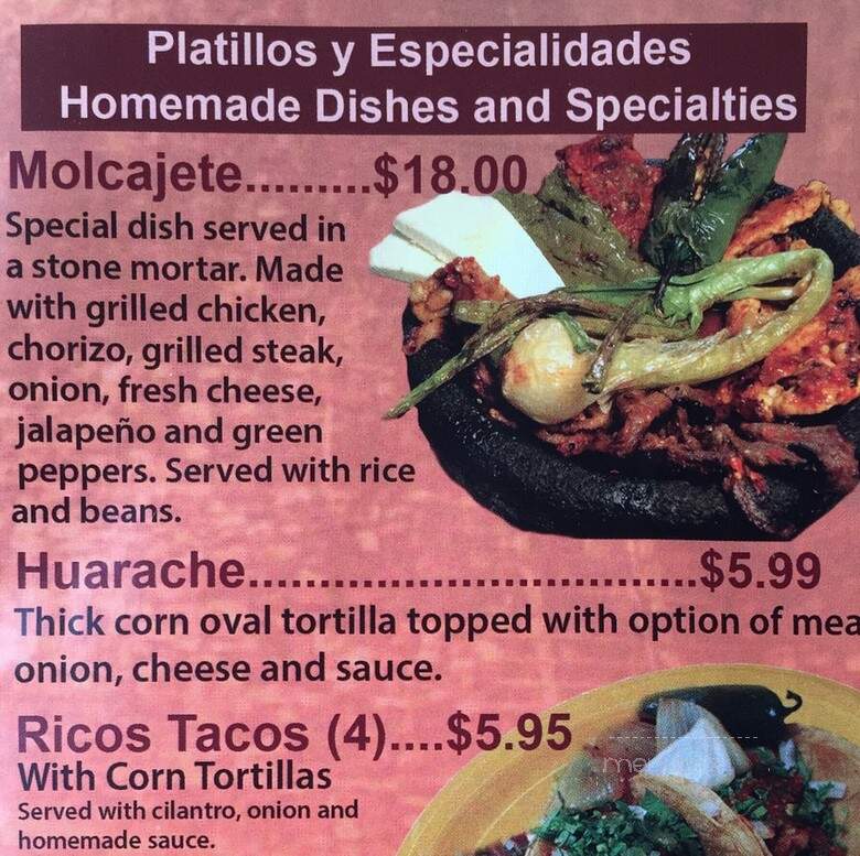 San Miguel Restauran - Greensboro, NC menu_pic