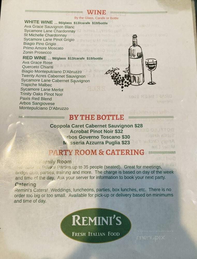 Remini's - Roanoke, VA menu_pic