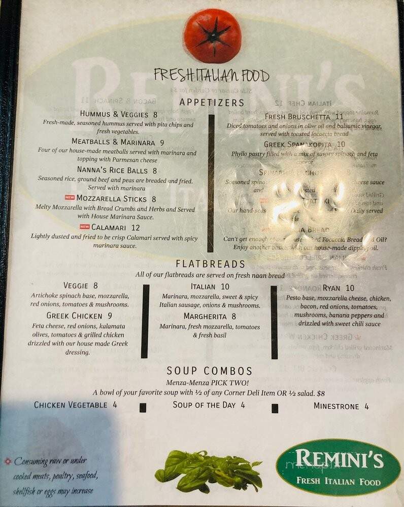 Remini's - Roanoke, VA menu_pic