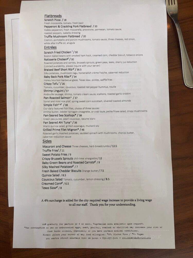 Scratch (Mtn View) - Mountain View, CA menu_pic