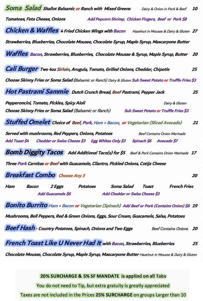 The Pink Elephant - San Francisco, CA menu_pic