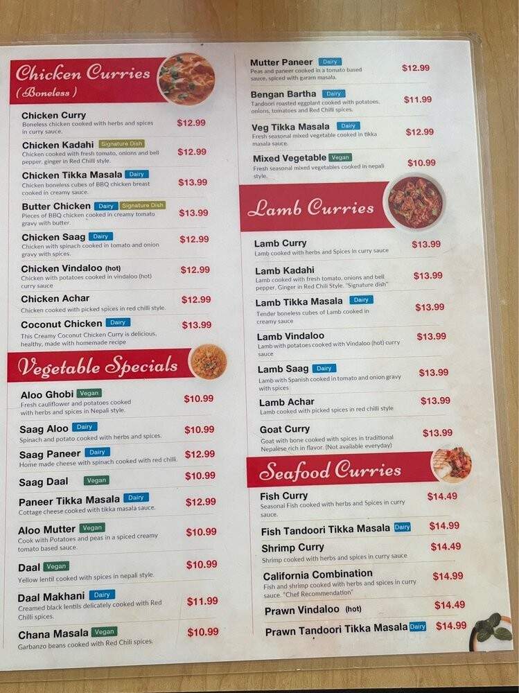 Red Chilli - San Francisco, CA menu_pic