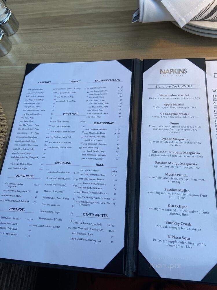 Napkins - Napa, CA menu_pic