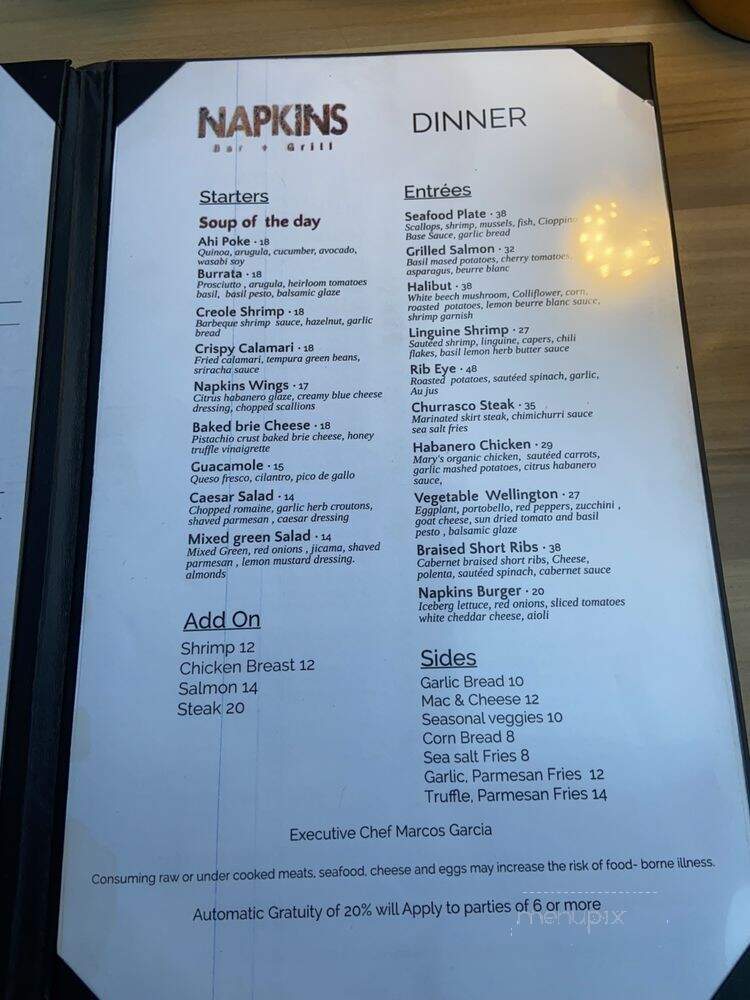 Napkins - Napa, CA menu_pic