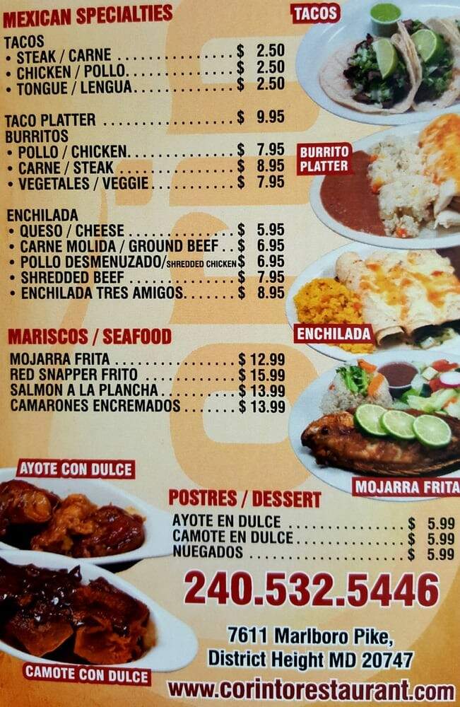 Corinto Restaurant - District Heights, MD menu_pic