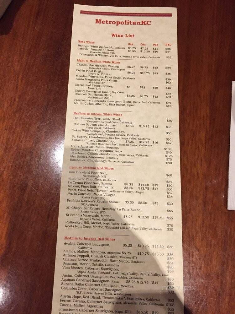 metropolitanKC - Kansas City, MO menu_pic