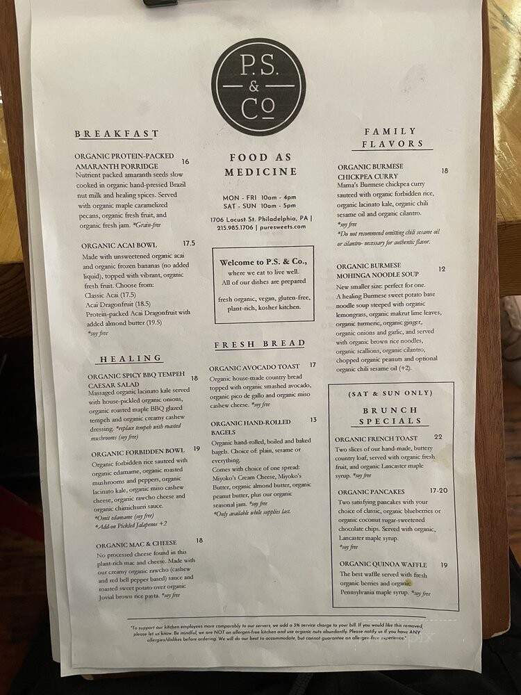 P.S. & Co. - Philadelphia, PA menu_pic