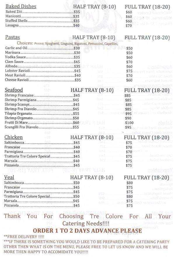 Tre Colore - Middletown, NJ menu_pic