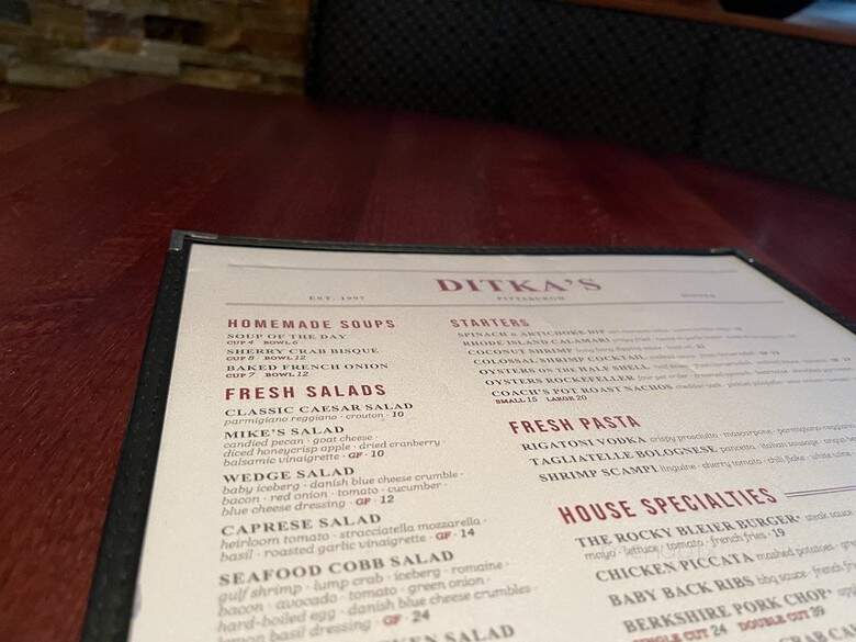 Ditka's Restaurant - Pittsburgh, PA menu_pic