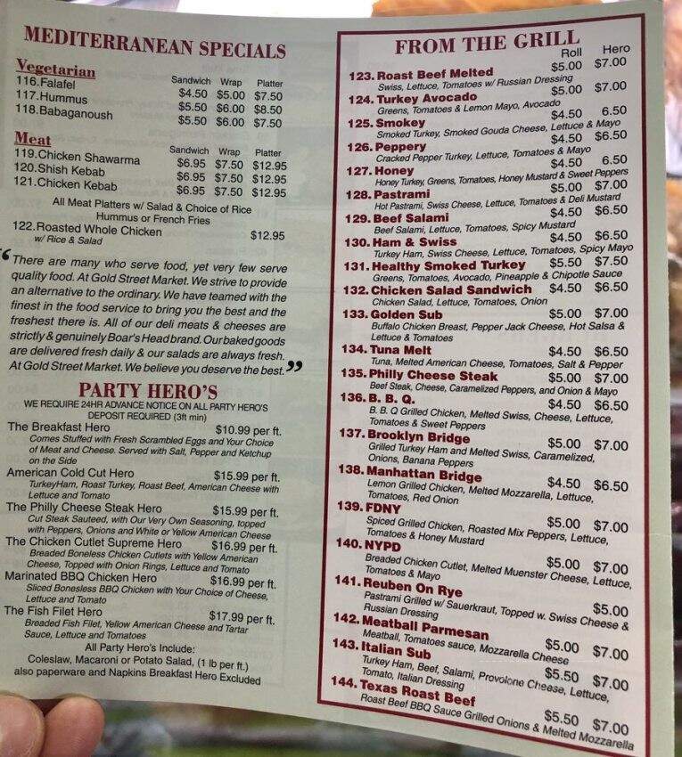 Gold Street Market - Brooklyn, NY menu_pic