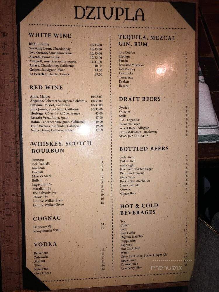 Dziupla - Brooklyn, NY menu_pic