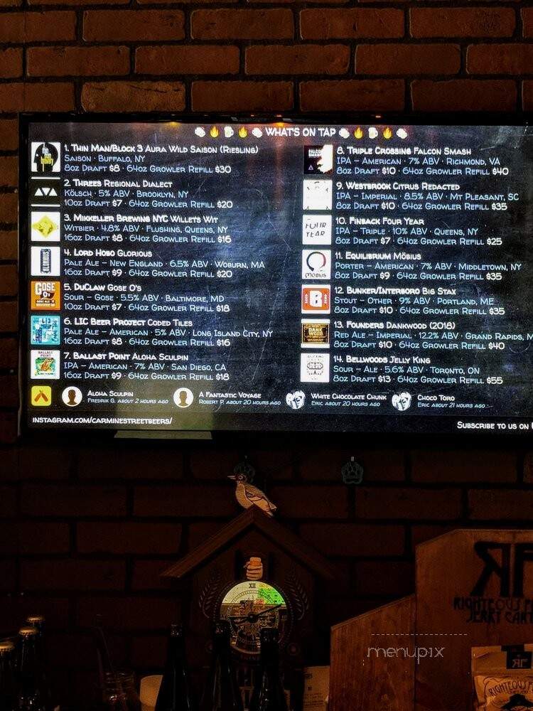 Carmine Street Beers - New York, NY menu_pic