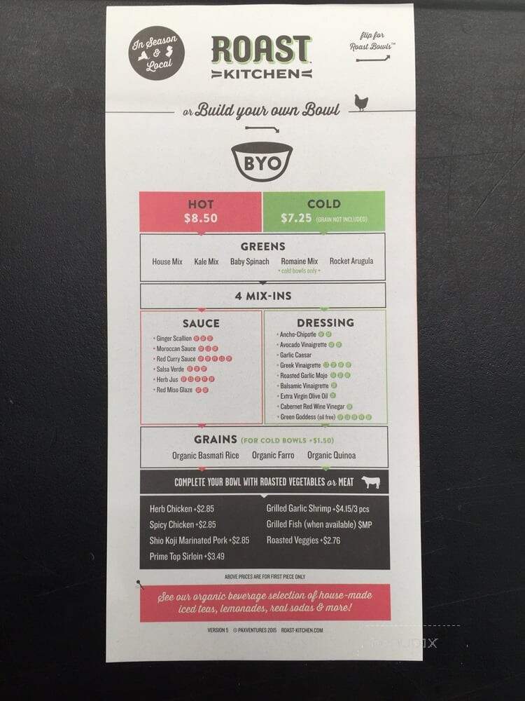 Roast Kitchen - New York, NY menu_pic
