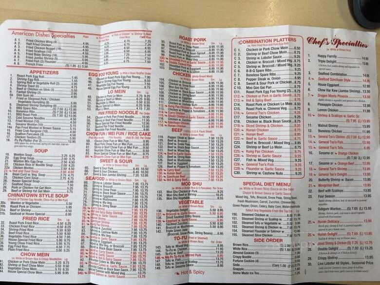 Chow Green Garden Restaurant - Bayside, NY menu_pic