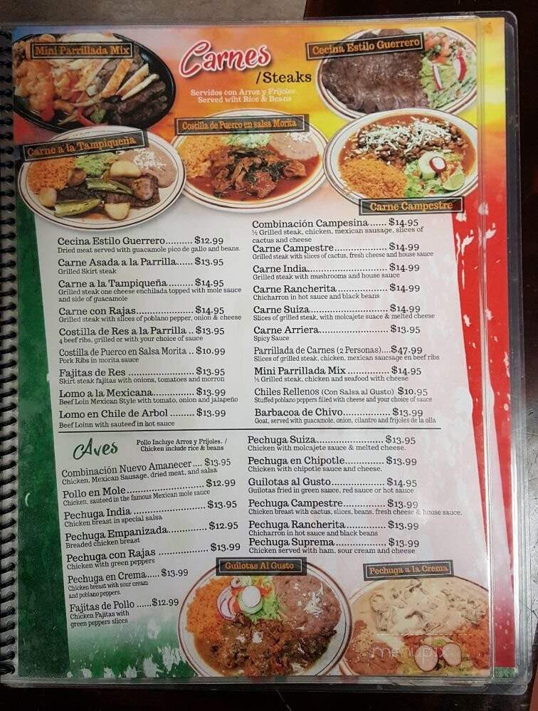 Nuevo Amanecer - Melrose Park, IL menu_pic