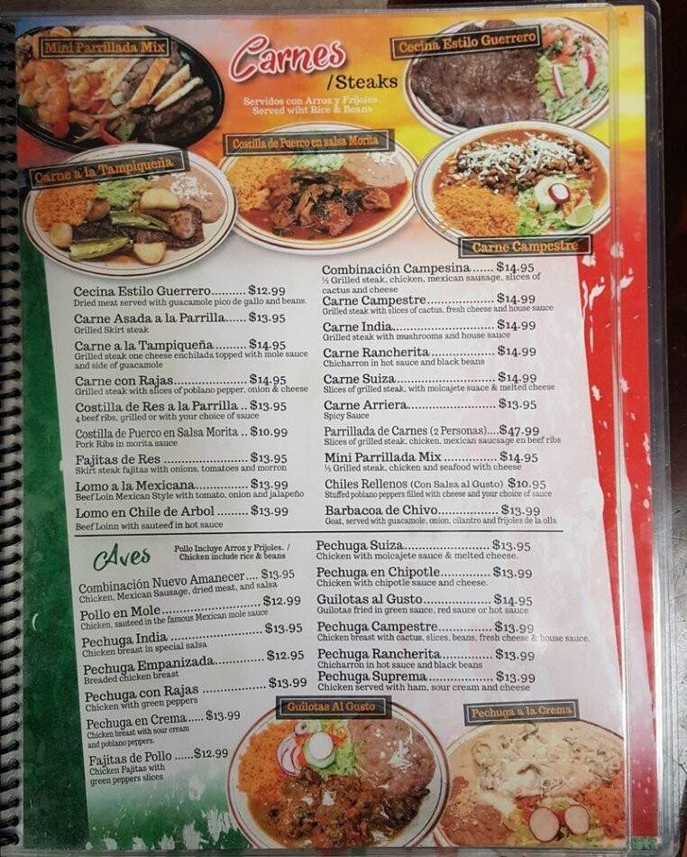 Nuevo Amanecer - Melrose Park, IL menu_pic