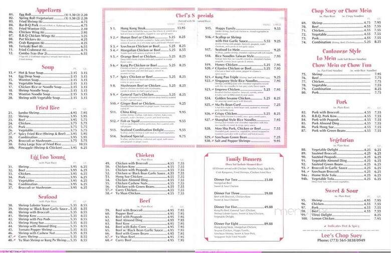 Lee's Chop Suey - Chicago, IL menu_pic