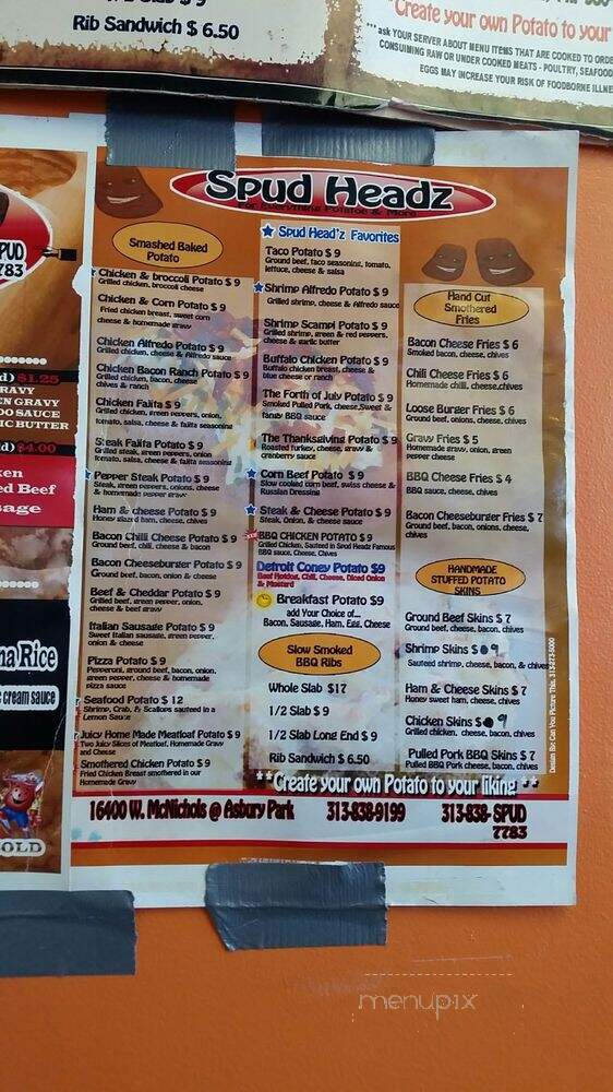Spud Headz - Detroit, MI menu_pic