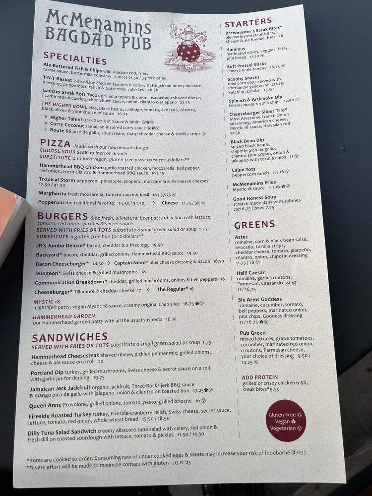 McMenamins Bagdad - Portland, OR menu_pic