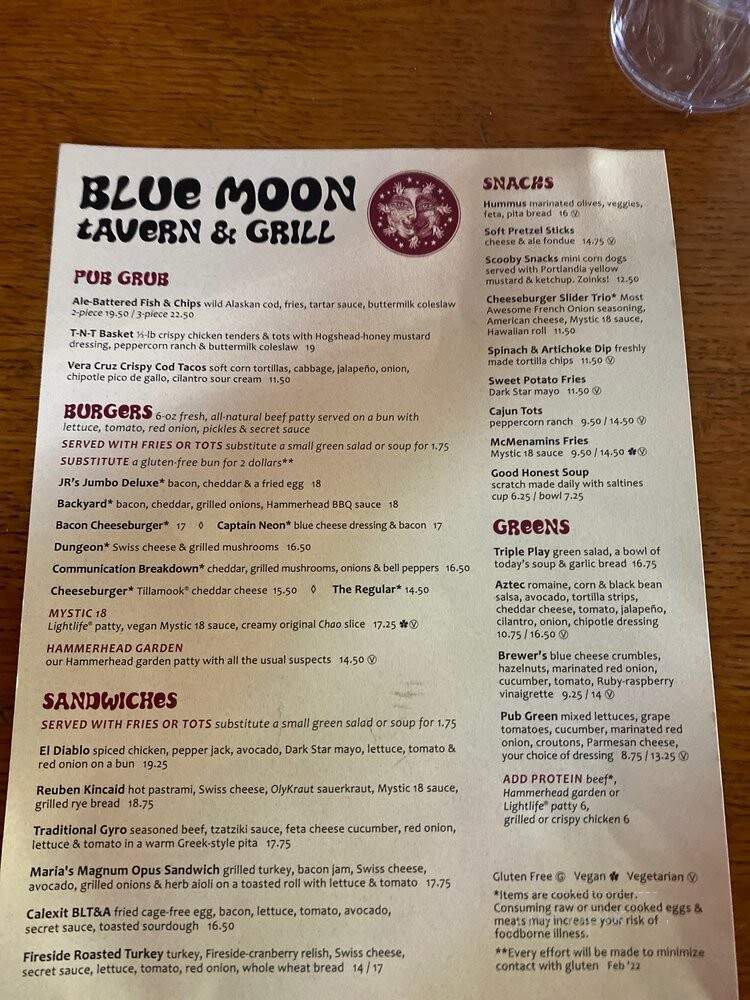 McMenamins Blue Moon - Portland, OR menu_pic