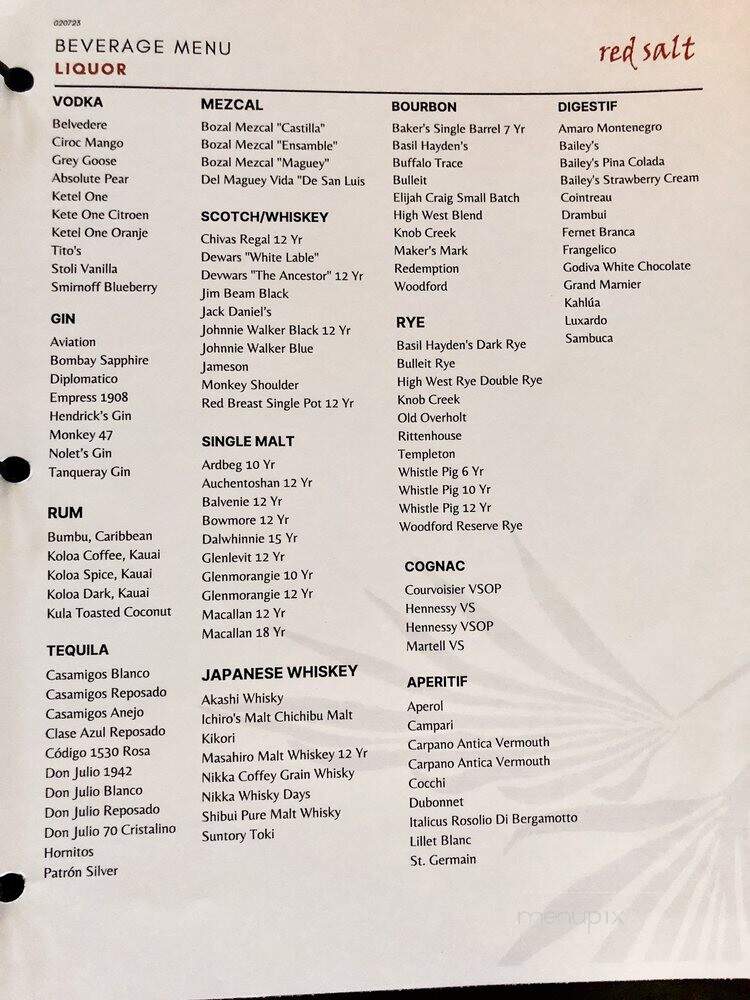 Red Salt - Koloa, HI menu_pic
