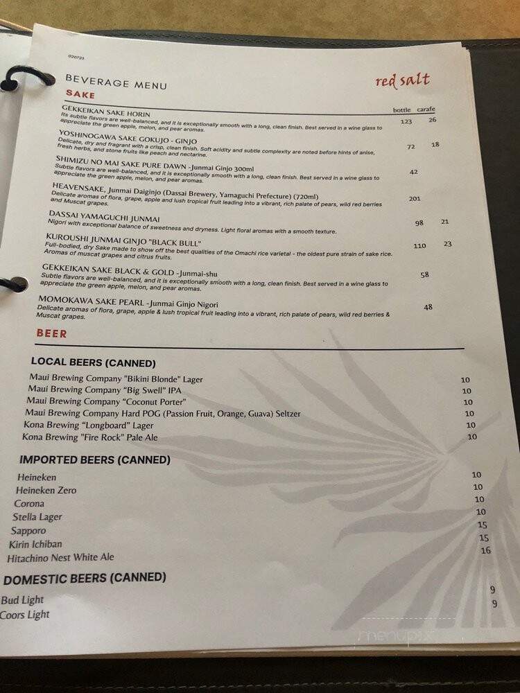 Red Salt - Koloa, HI menu_pic
