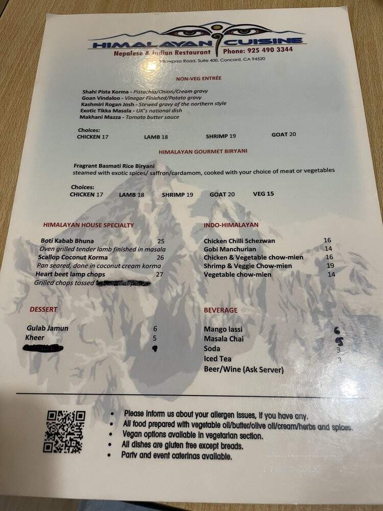 Himalayan Cuisine - Concord, CA menu_pic