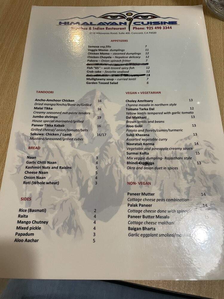 Himalayan Cuisine - Concord, CA menu_pic