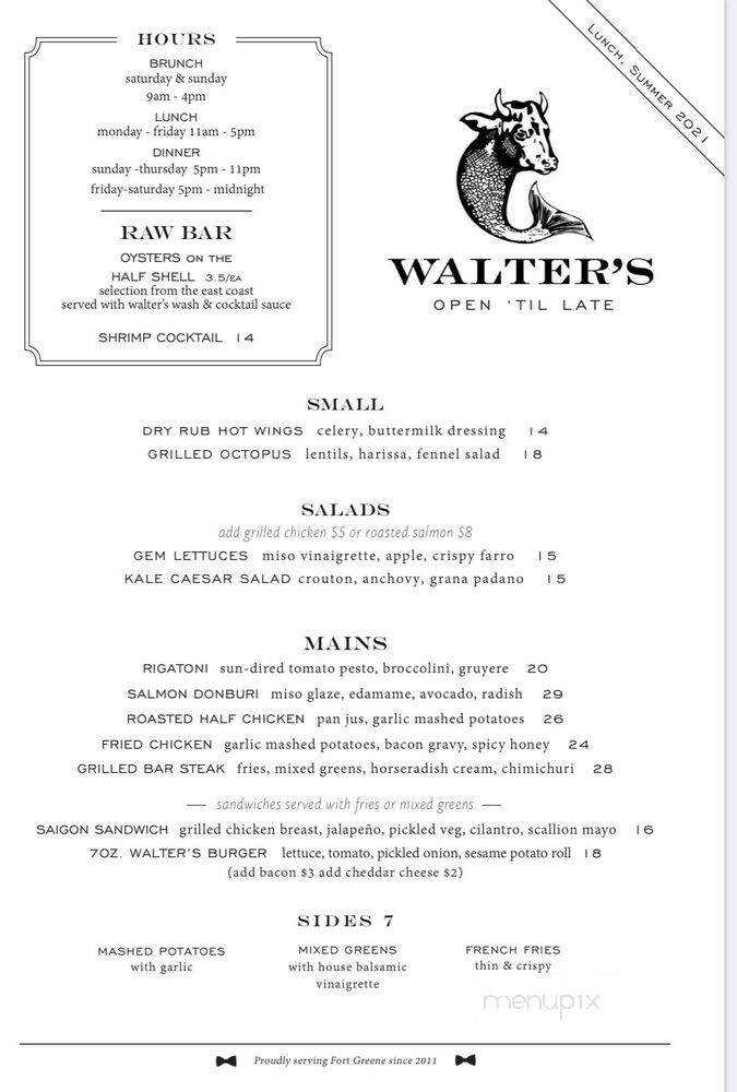 Walter's - Brooklyn, NY menu_pic