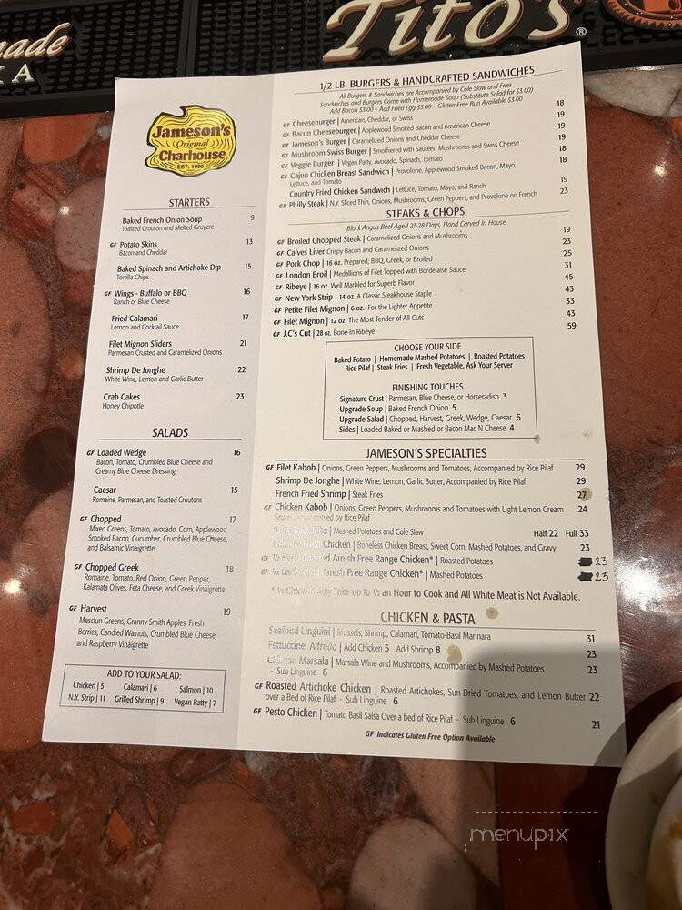 Jameson's Charhouse - Skokie, IL menu_pic