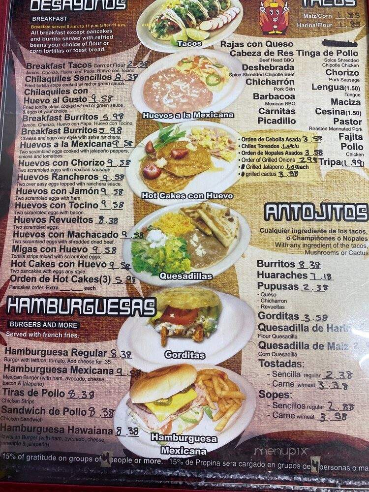 El Sabroso - Garland, TX menu_pic