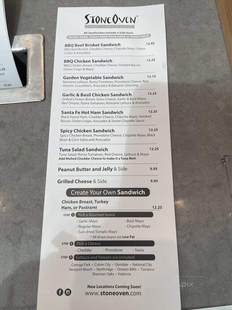 Stone Oven - Sherman Oaks, CA menu_pic
