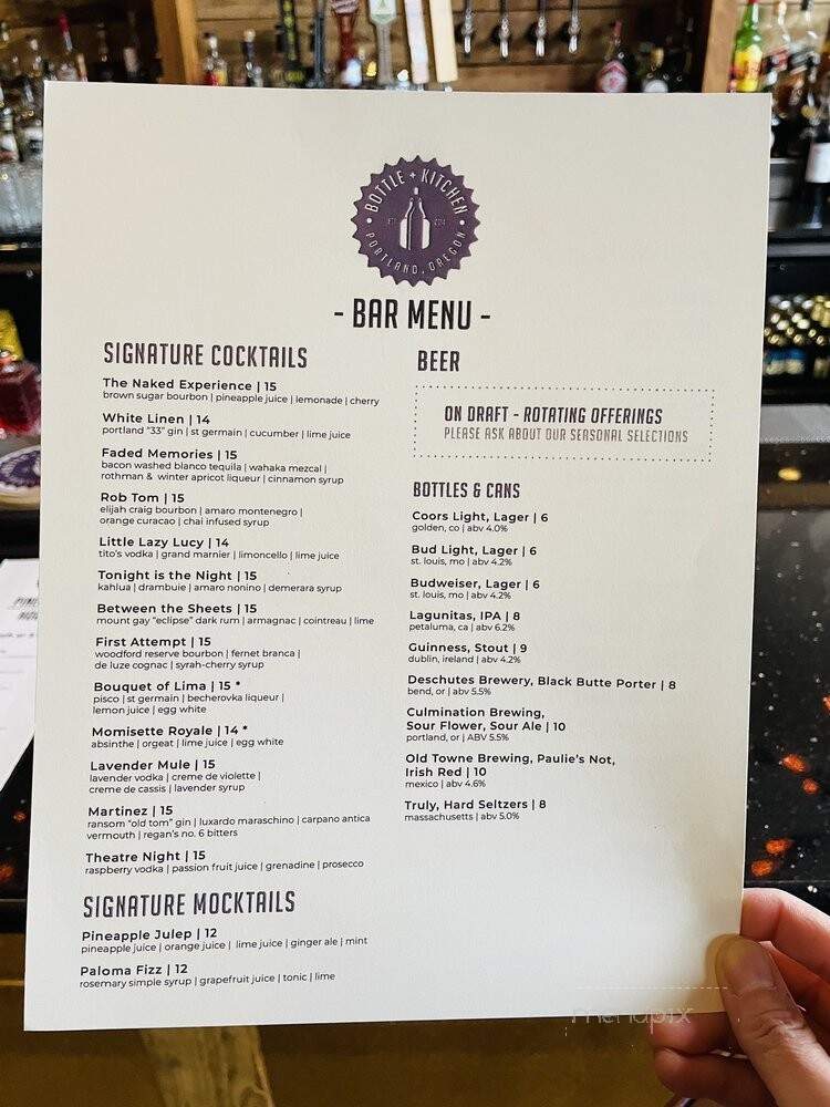 Bottle + Kitchen - Portland, OR menu_pic