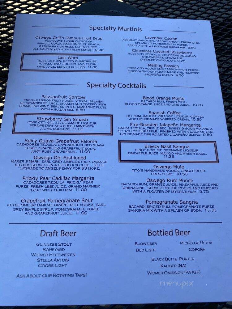Oswego Grill - Wilsonville, OR menu_pic