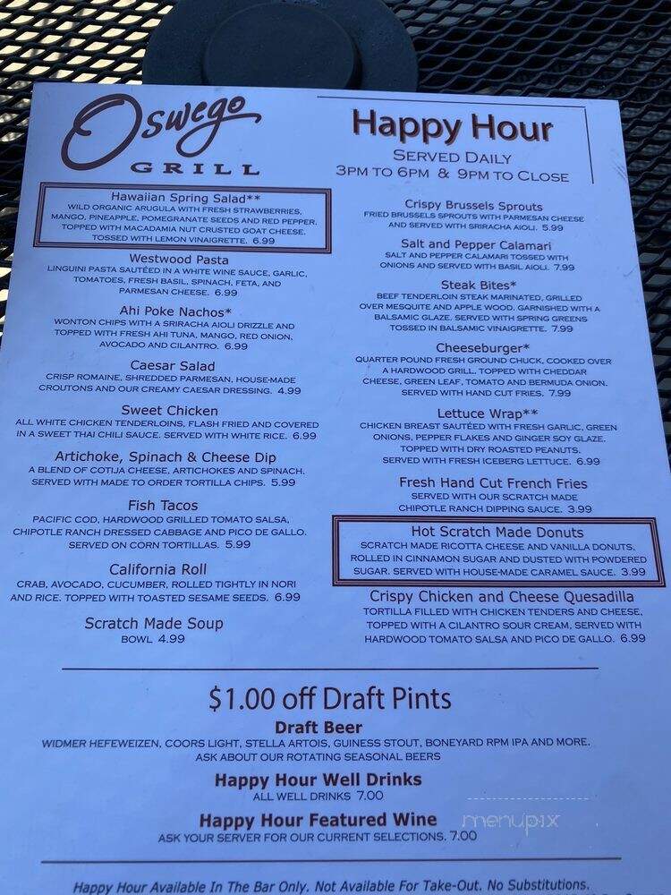 Oswego Grill - Wilsonville, OR menu_pic