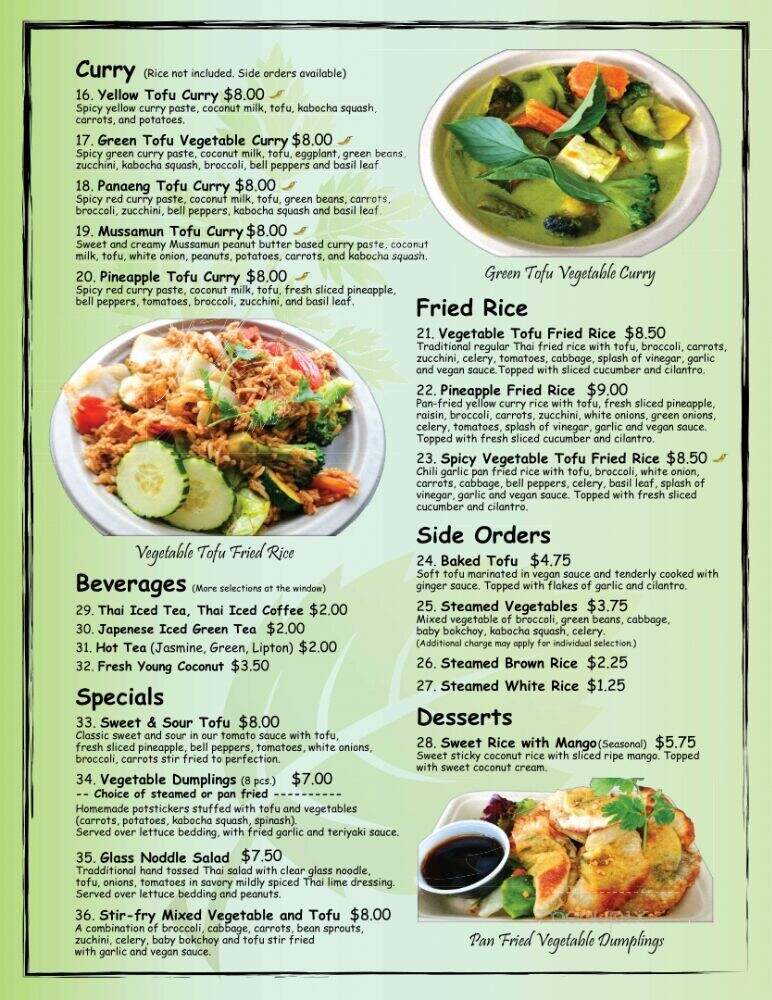 Thai Vegan - Santa Monica, CA menu_pic