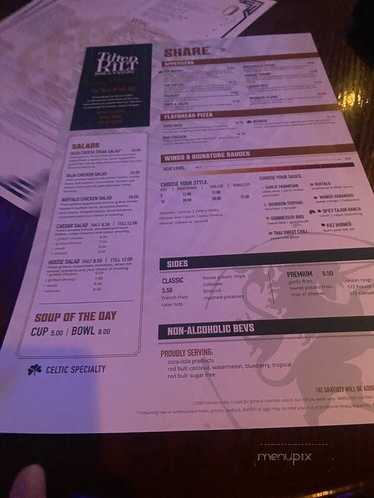 Tilted Kilt Pub & Eatery - Las Vegas, NV menu_pic