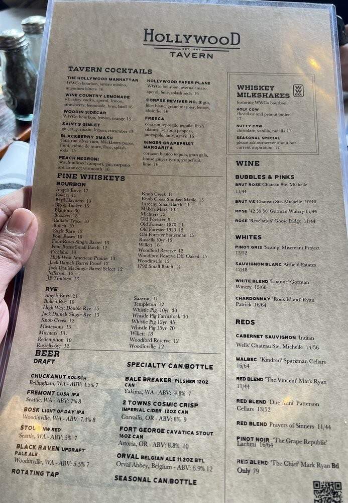Hollywood Tavern - Woodinville, WA menu_pic
