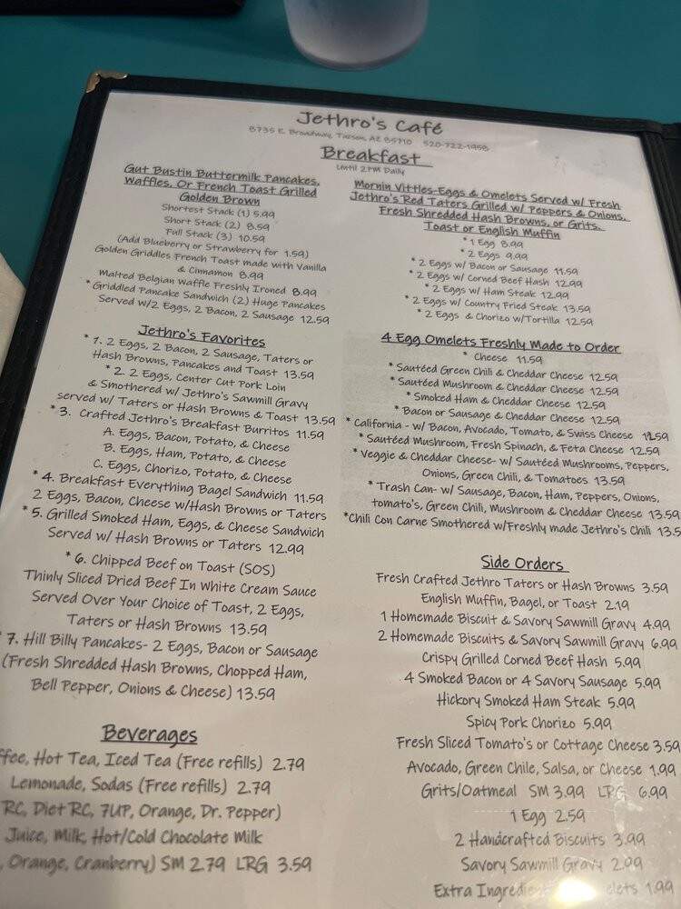Jethro's Cafe - Tucson, AZ menu_pic