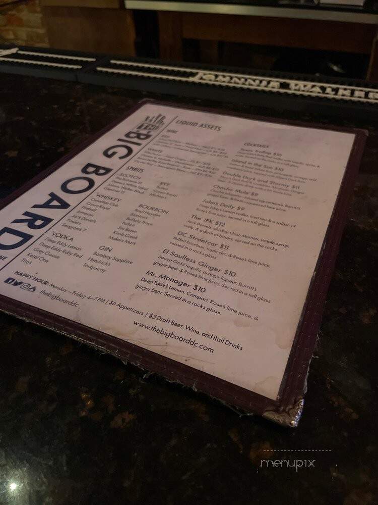 The Big Board - Washington, DC menu_pic