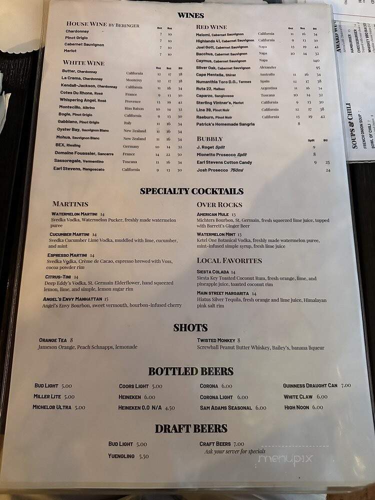 Patricks 1481 - Sarasota, FL menu_pic