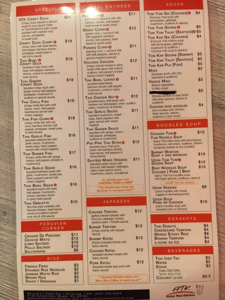 Asian Thai Kitchen 2 - Miami, FL menu_pic