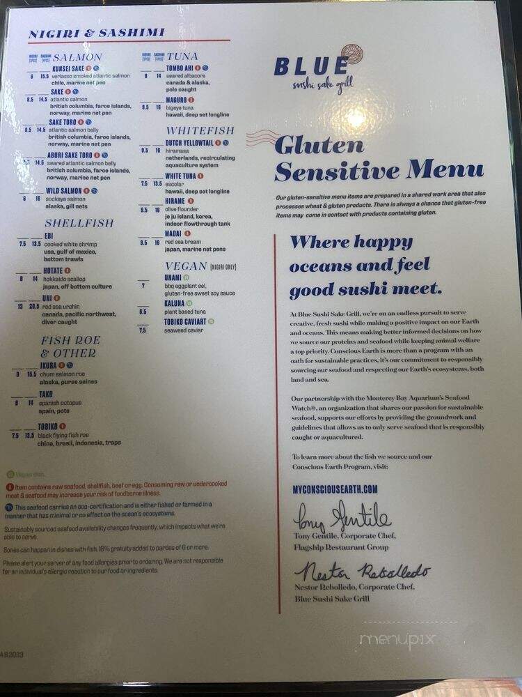 Blue Sushi Sake Grill - Dallas, TX menu_pic
