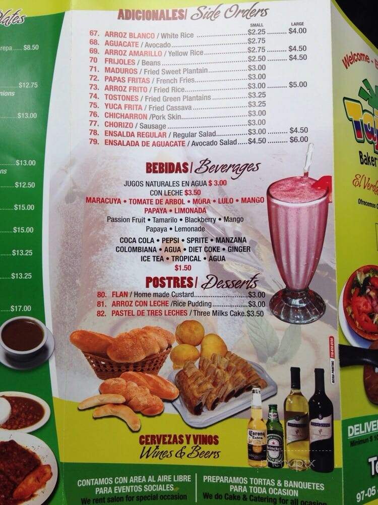 Tajadas Bakery & Restaurant - Woodhaven, NY menu_pic