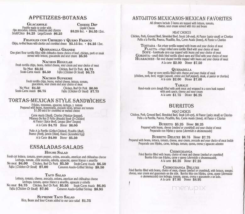 El Ranchero Restaurant & Bakery - New Chicago, IN menu_pic