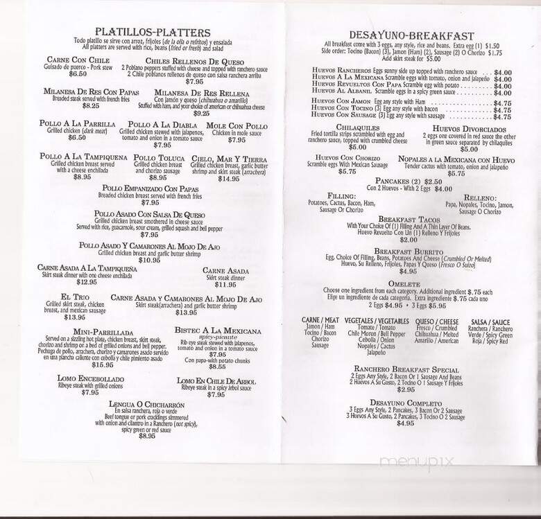El Ranchero Restaurant & Bakery - New Chicago, IN menu_pic